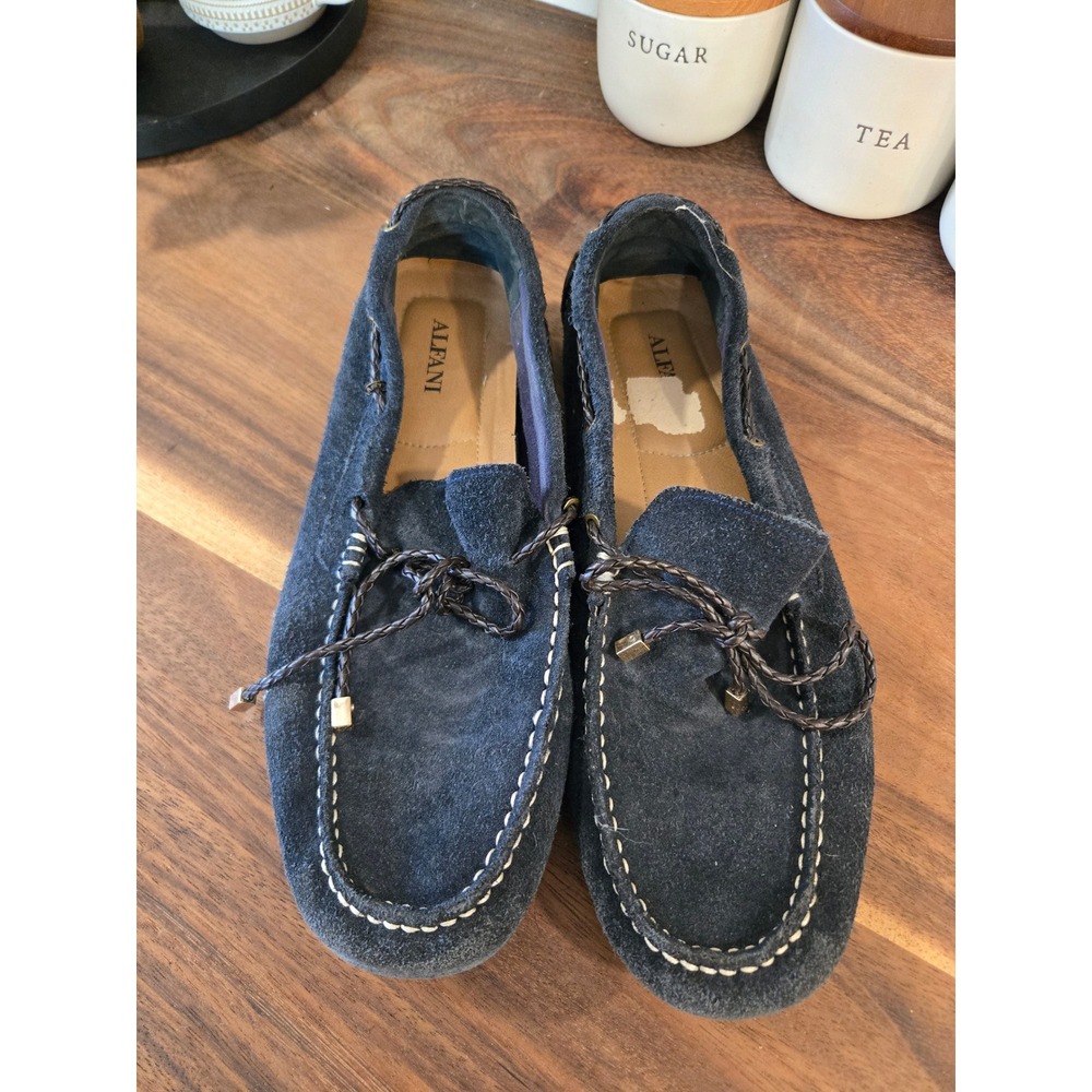 Alfani Trevor Mens Navy Blue Suede Driving Loafers Moc Toe Slip On Shoes 11.5 M
